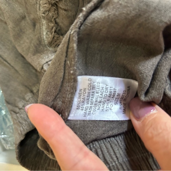 Umgee Tie-Dyed Linen Capri pants. Dark grey & cream. Sz Med - Picture 9 of 9